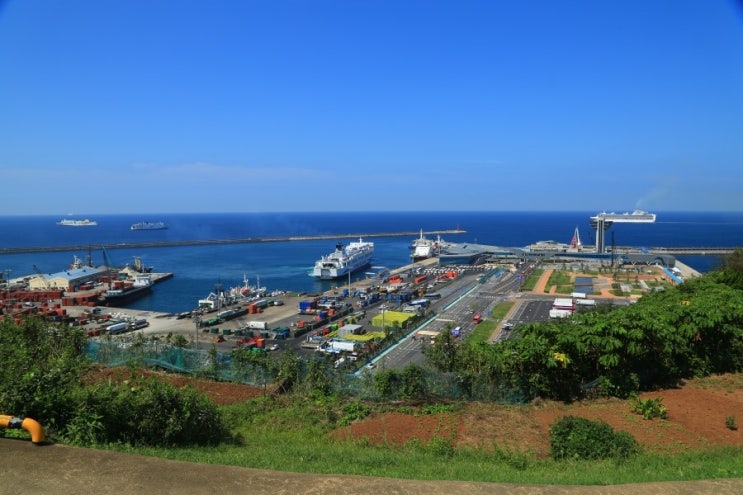 산지항을 떠나는 완도배를 보며