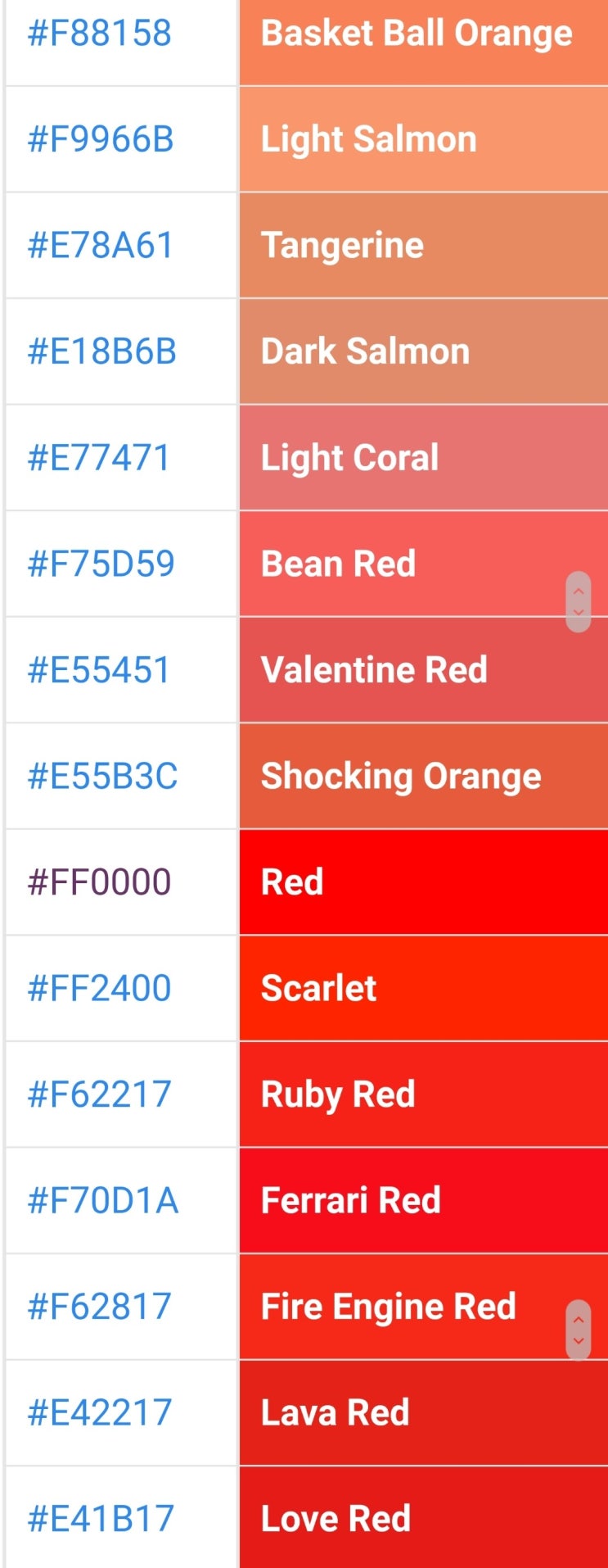 Html Color Codes And Names Ì¹¼ë¼ì°¨í¸ Ë¤ì´ë² Ë¸ë¡ê·¸